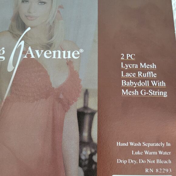 NWT Sexy Leg Ave Ruffle Sheer Mesh Red Lace Wireless Babydoll Lingerie 2pc O/S - Picture 7 of 9